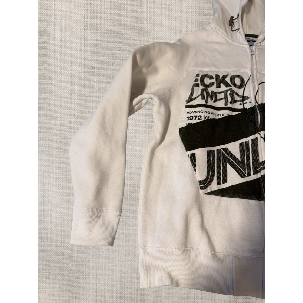 Ecko Unltd Vintage Full Zip Hoodie Sweatshirt Mens Large Ivory Streetwear - Picture 4 of 8